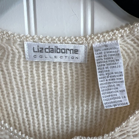 Liz Claiborne VTG Sweater Ivory Women Size Small Lambswool rabbit Angora - Picture 3 of 6